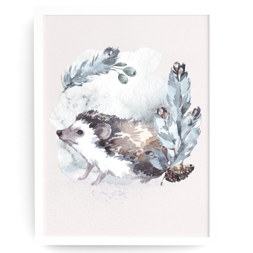 Watercolor Hedgehog Wall Art Print Poster Unframed - Picture 1 of 17